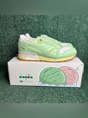NEW diadora N9000 Ice Cream X Feature Perforated Lace Up Green With Box Mens 9.5